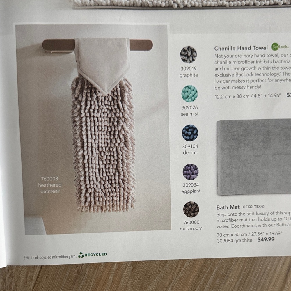Norwex Chenille Hand Towel -